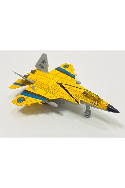 tmtoysandmore Metal Savaş Uçağı Mavi Işıklı Sesli F16 Model Sarı