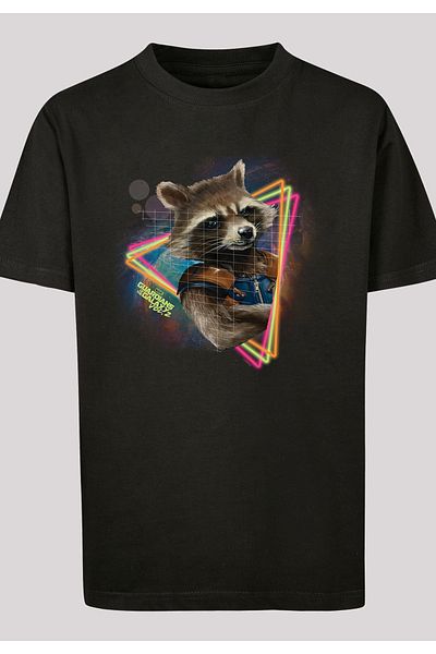F4NT4STIC Kinder Marvel Guardians of the Galaxy Neon Rocket - Color with Kids Basic Tee