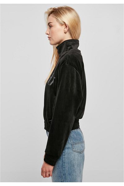FUBU Damen Fw224-023-1 Corporate Rhinestone Velours Track Jacket Black