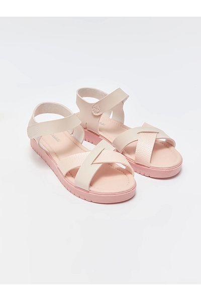 LC Waikiki Lcw Steps Pink Leather Look Girls Sandals