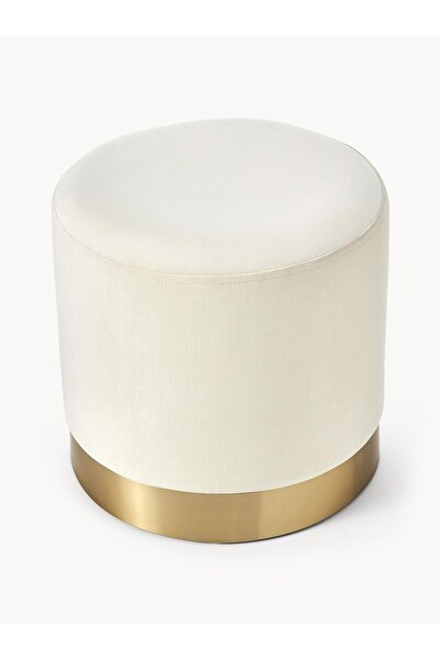 Mobilya Stant Most Ekol Premium Puf 01 Kırık Beyaz Kadife Kumaş (Evinize Teslim)