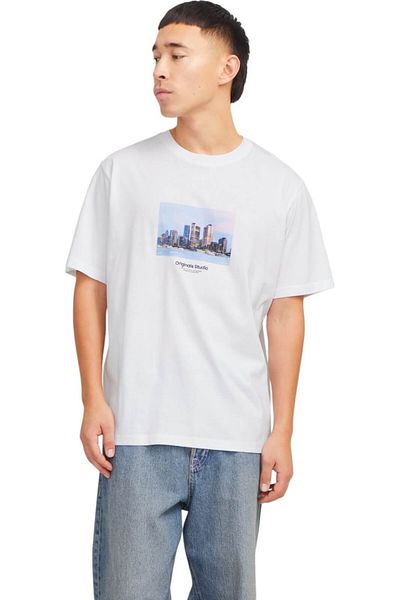 Jack & Jones Tricou JACK &JONES Vesterbro Picture SS25 - 12250421-Bright White