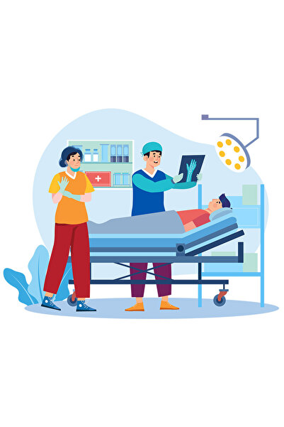 StoryGift Romania Sticker Autocolant 70CM Cu Operatie, Doctor, Pacient, Asistenta, cu Margini Albe, PVC Vinyl 70 cm