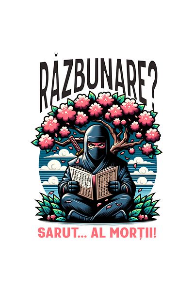 StoryGift Romania Sticker Adeziv Ninja, Razbunare, Joc Video, Lume Virtuala Cu Margini Albe, Pvc Vinyl 90 Cm