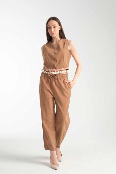 İLKCET MODA Tassel Detailed Vest - Trousers Women's Set