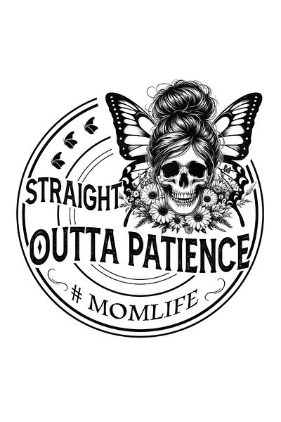 StoryGift Romania Sticker Eticheta 50CM cu mesajul "Straight outta patience #momlife", ilustratie, mama, rabdare