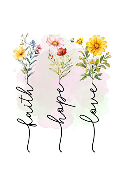 StoryGift Romania Sticker Eticheta 40CM cu mesajul " Faith, hope, love", reli...