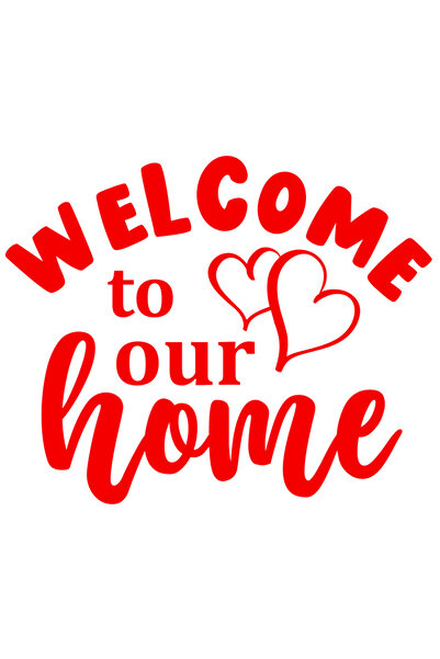 StoryGift Romania Sticker Adeziv 90CM Exterior cu inimioare si textul "Welcome to our home" - bun-venit la noi a