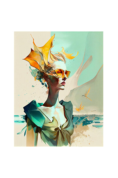 StoryGift Romania Sticker Adeziv 90CM Cu Fata Blonda Pictura Curgatoare, Oche...