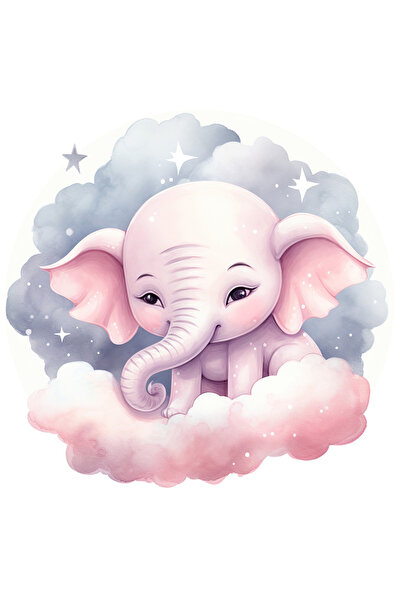 StoryGift Romania Sticker Eticheta 50CM cu un elefant somnoros, ilustratie, n...