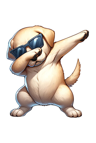 StoryGift Romania Sticker Eticheta 50CM cu un catelus cu ochelari de soare, i...