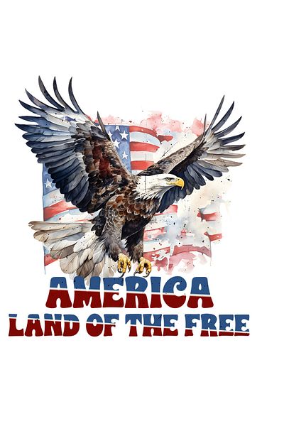 StoryGift Romania Sticker Eticheta 50CM cu un vultur cu cap alb cu mesajul "America, land of the free", ilustrat