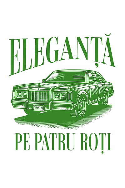 StoryGift Romania Sticker Eticheta 50CM Adeziv eleganta pe patru roți masina clasica viteza motor cu Margini Alb