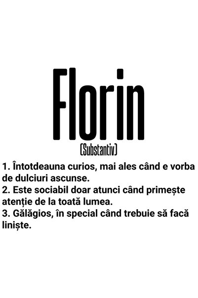 StoryGift Romania Sticker Eticheta 50CM Cu Numele Florin, Cu Mesaj Amuzant, C...