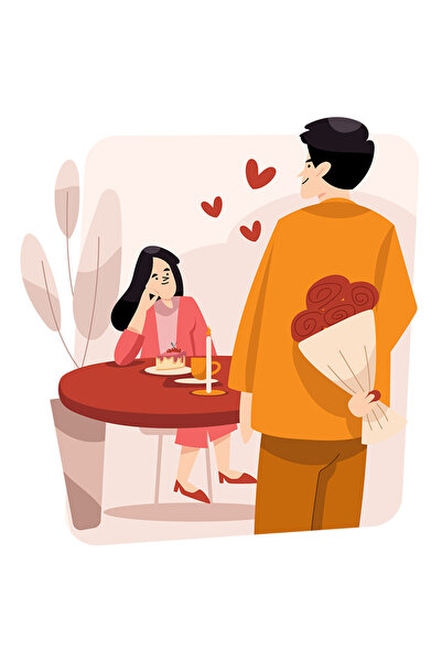 StoryGift Romania Sticker Eticheta 40CM Cu Cuplu, Cina, Inimi, Buchet De Flor...