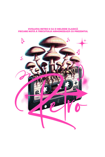 StoryGift Romania Sticker Adeziv 90CM Adeziv Evolutia Retro caseta audio ciuperci vintige cu Margini Albe, PVC