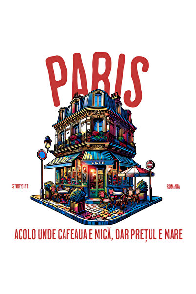 StoryGift Romania Sticker Adeziv 90CM Adeziv Cladire Pe colt text Paris Acolo unde Cafeaua e Mica Dar Pretul e m