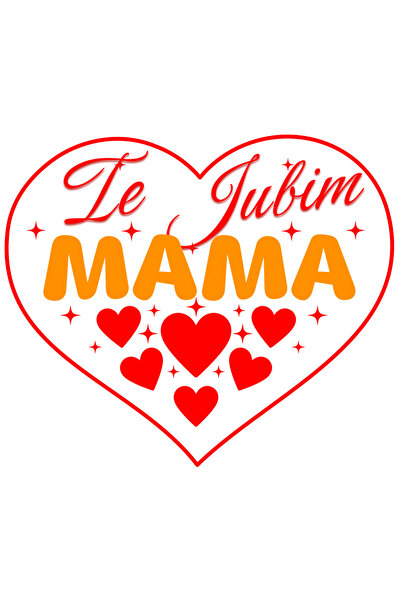 StoryGift Romania Sticker Eticheta 50CM cu Inima Rosie Text Te Iubim Mama Ziu...