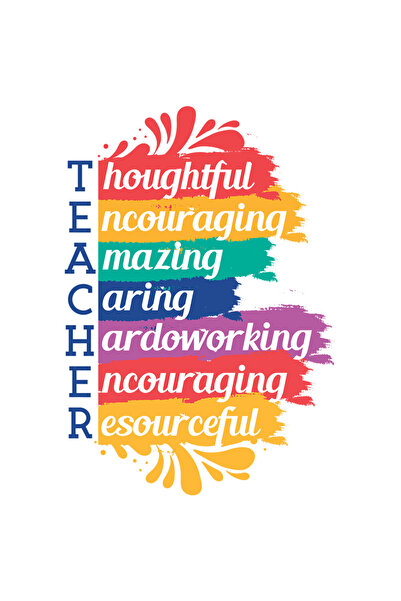 StoryGift Romania Sticker Adeziv 90CM Cu Text In Engleza Teacher, Initiale, Elemente Educationale, Rechizite Sco