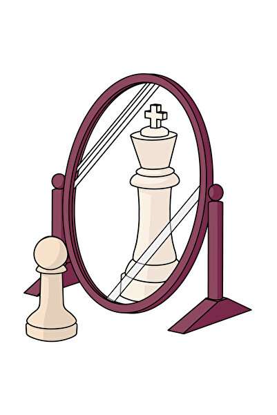 StoryGift Romania Sticker Eticheta 50CM Cu Mesaj Intens Piesa DE Sah Pion Uitandu-se In Oglinda, Reflexie Regina