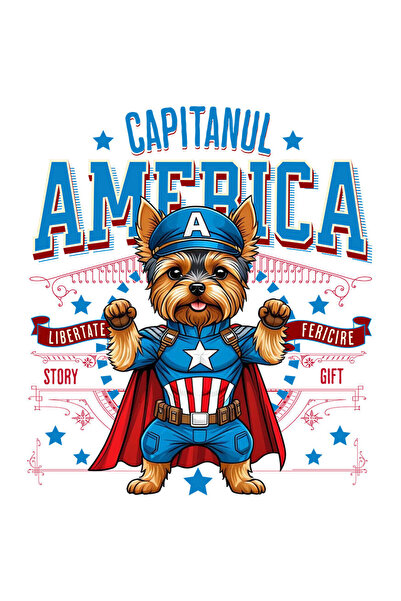 StoryGift Romania Sticker 70CM with Yorkshire Terrier Dog in Captain America Costume with Cape, E