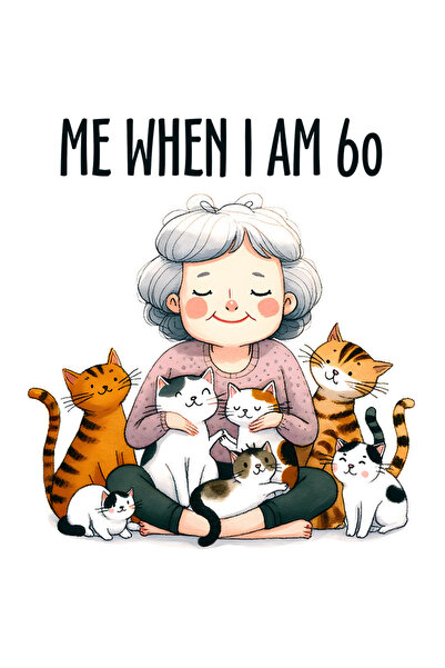 StoryGift Romania Sticker Autocolant 70CM cu o bunicuta inconjurata de pisici...