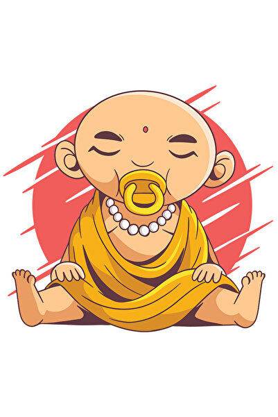 StoryGift Romania Sticker Eticheta 50CM Baby Buddha, cu Margini Albe, PVC Vin...