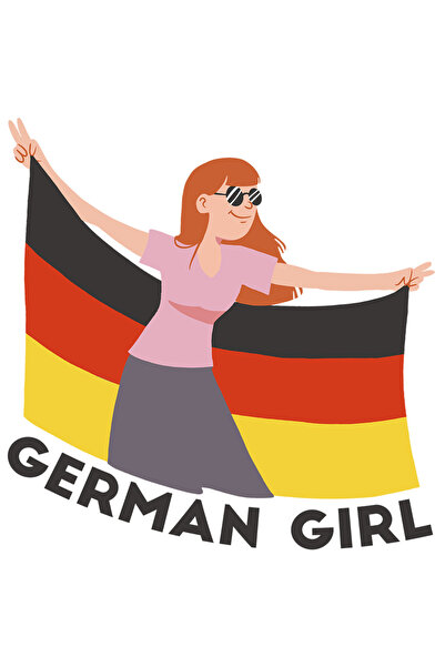 StoryGift Romania Sticker Eticheta 40CM Cu Mesaj In Engleza German Girl, Steag, Germania, Ochelari, cu Margini
