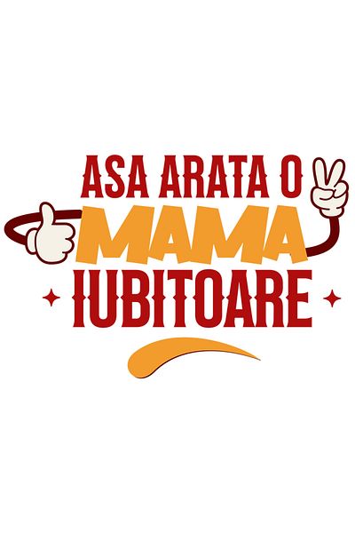 StoryGift Romania Sticker Eticheta 50CM cu Maini Cu Manusi Semne Vesele Text Asa Arata O Mama Buna, Familie, Iub