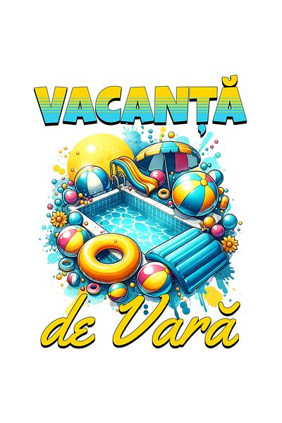 StoryGift Romania Sticker 28 Cm Adhesive Summer Vacation Relaxation Swimming Pool Slide With White Edges, Pvc Vinyl 28 Cm