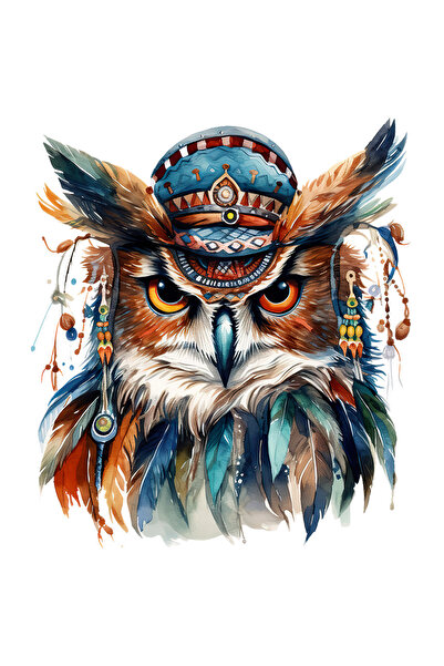 StoryGift Romania Sticker Eticheta 50CM cu o bufnita serioasa, ilustratie, pe...