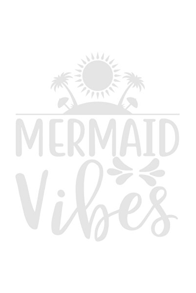 StoryGift Romania Sticker Exterior cu o insula si mesajul "Mermaid vibes" - sirena soare plaja , Vinyl Alb,