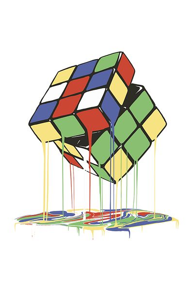 StoryGift Romania Sticker Adeziv 90CM Cu Cub Rubik Scurgandu-se, Joc Al Mintii, Motivational, Multicolor cu Mar