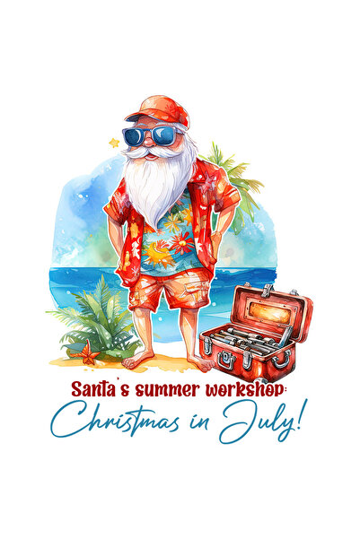 StoryGift Romania Sticker Eticheta 50CM cu mesajul "Santa's Summer workshop: ...