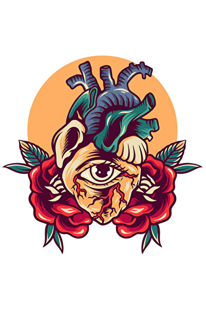 StoryGift Romania Sticker Adeziv 90CM Cu Inima, Ochi, Flori, Frunze, Soare, V...