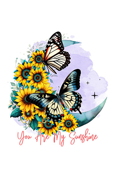 StoryGift Romania Sticker Autocolant 70CM cu fluturi pe flori de floarea-soar...