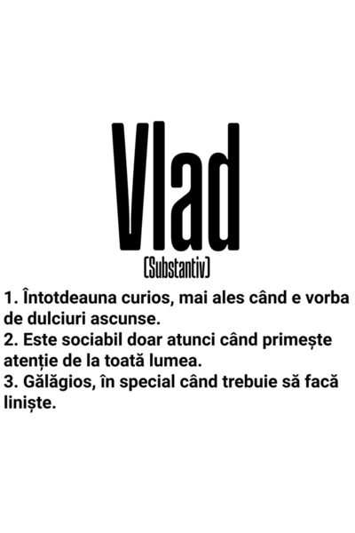 StoryGift Romania Sticker Adeziv 90CM Cu Numele Vlad, Cu Mesaj Amuzant, Curio...