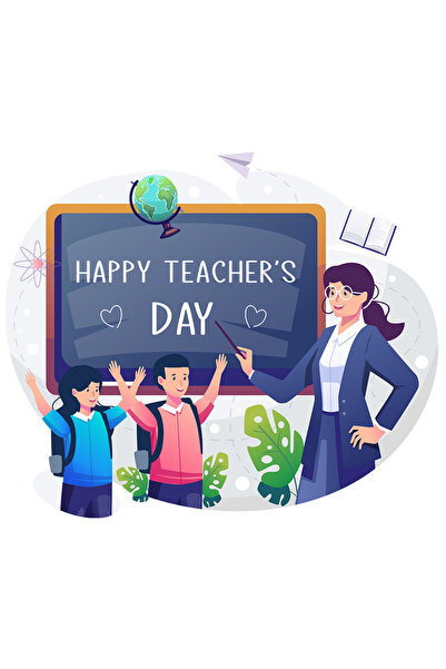 StoryGift Romania Sticker Eticheta 40CM Cu Mesaj In Engleza Happy Teacher's Day, Tabla, Ziua Profesorului, Copii