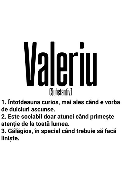 StoryGift Romania Sticker Autocolant 70CM Cu Numele Valeriu, Cu Mesaj Amuzant...