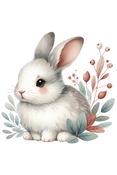 StoryGift Romania Sticker Autocolant 70CM cu un iepuras alb, ilustratie, plan...