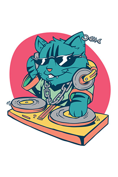 StoryGift Romania Sticker Adeziv 90CM Cu Pisica, Peste, Cercei, Casti, DJ, Lant, Ochelari De Soare, cu Margini