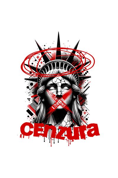 StoryGift Romania Sticker Eticheta 40CM cu Chip Statuia Libertatii Cenzura New York Arta Moderna cu Margini Albe
