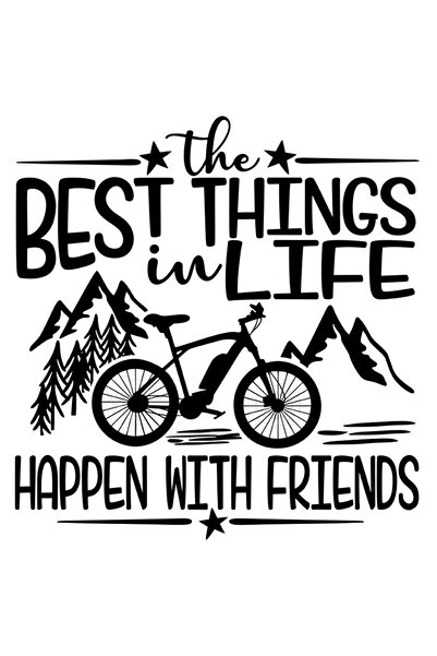 StoryGift Romania Sticker Eticheta 50CM Cu Text In Engleza The Best Things In Life Happen With Friends, Biciclet