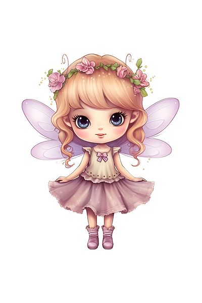 StoryGift Romania Sticker Autocolant 70CM cu o fetita dragalasa cu aripi de zana, ilustratie, imbujorata, coroni