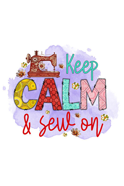 StoryGift Romania Sticker Eticheta 40CM cu mesajul "Keep calm & sew on", prof...
