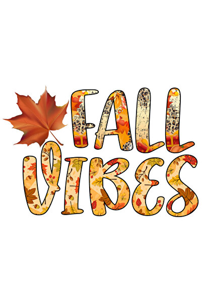 StoryGift Romania Sticker Autocolant 70CM cu mesajul "Fall vibes", toamna, il...