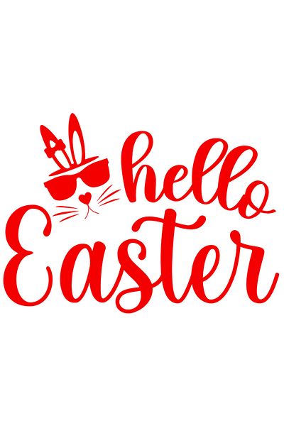 StoryGift Romania Sticker Autocolant 70CM Exterior cu iepure cu ochelari si textul "Hello, Easter" - Paste , Vin