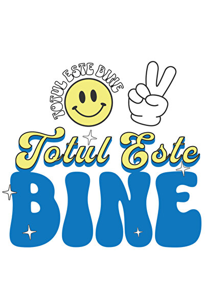 StoryGift Romania Sticker Autocolant 70CM cu Smiley Face Galben Mesaj Inspira...