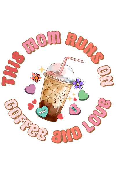 StoryGift Romania Sticker Eticheta 40CM cu mesajul "This mom runs on coffee a...