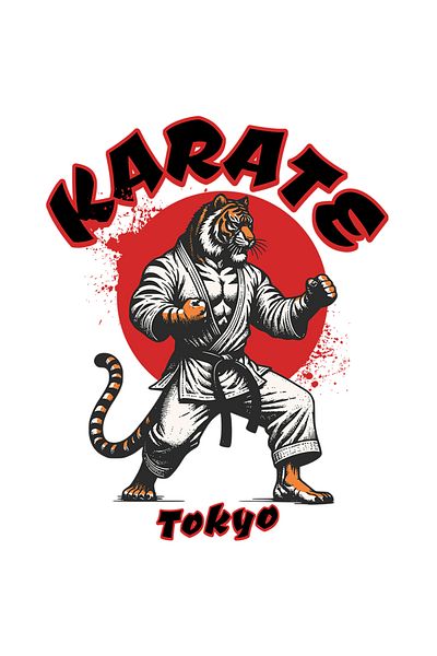 StoryGift Romania Sticker 70CM Adhesive Tiger karate. tokyo martial arts sports with White Edges, PVC V